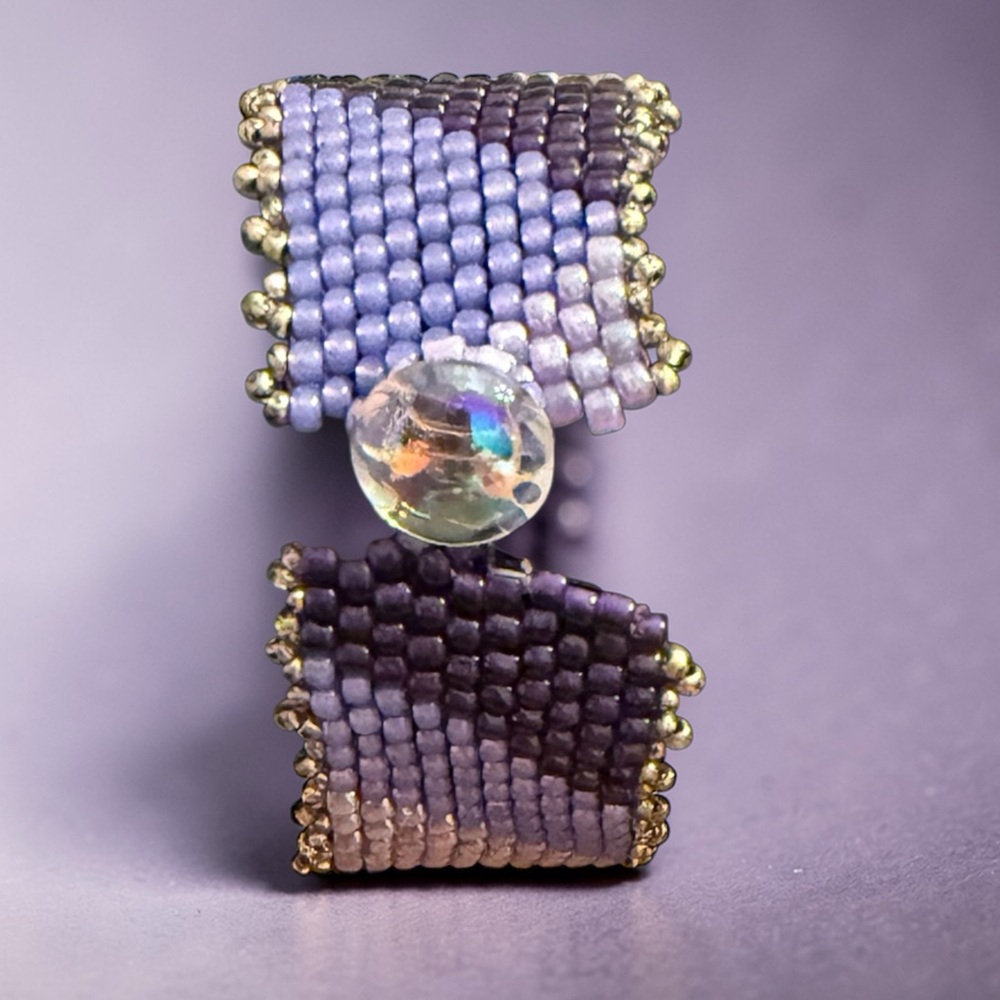 Peyote Homemade Hand Stitched Bracelet in Purple and Lavender Beads